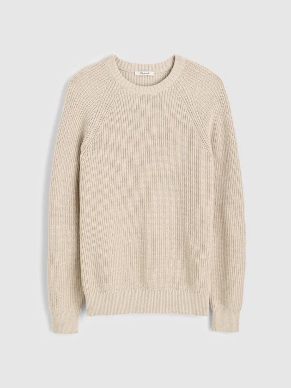 Madewell Cotton Shaker-Stitch Crewneck Sweater in Stone Size M NWT $118 NZ239